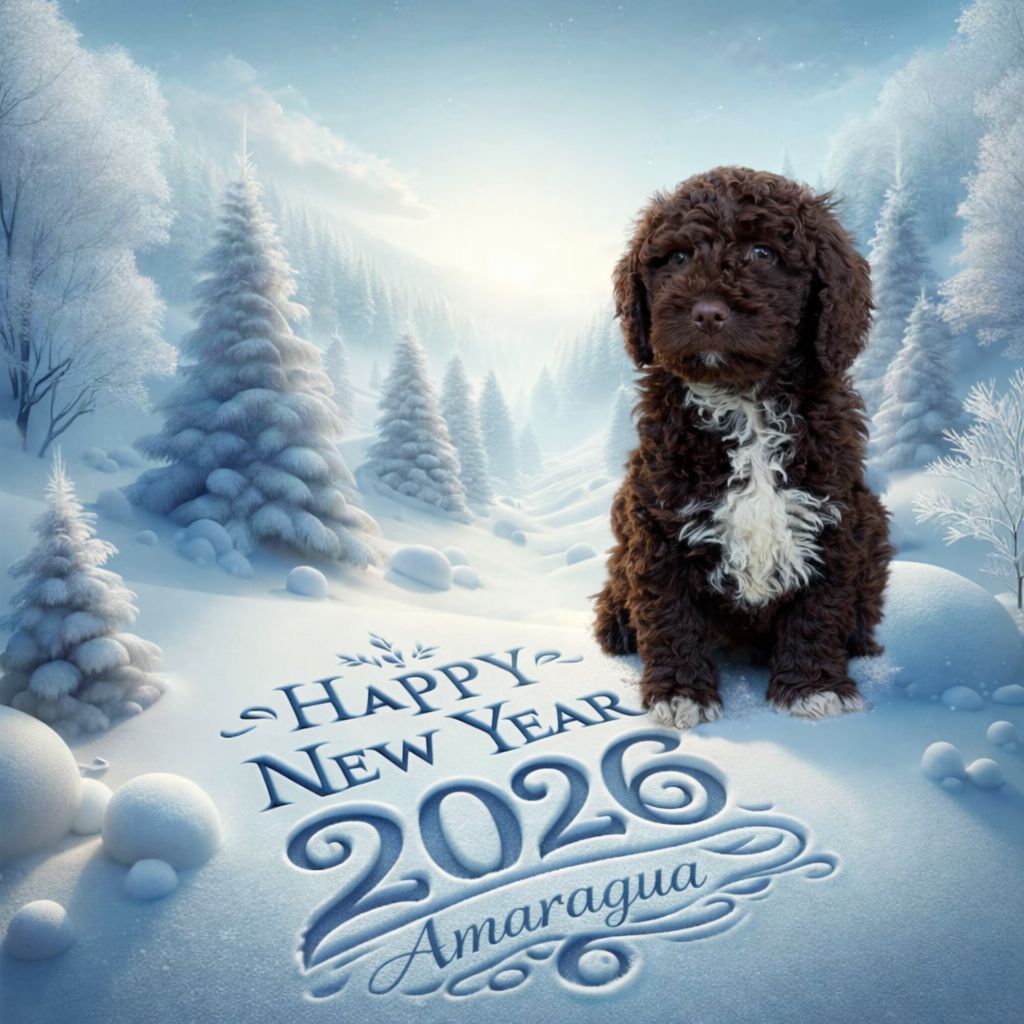 Spaanse Waterhond Amaragua Gelukkig Nieuwjaar